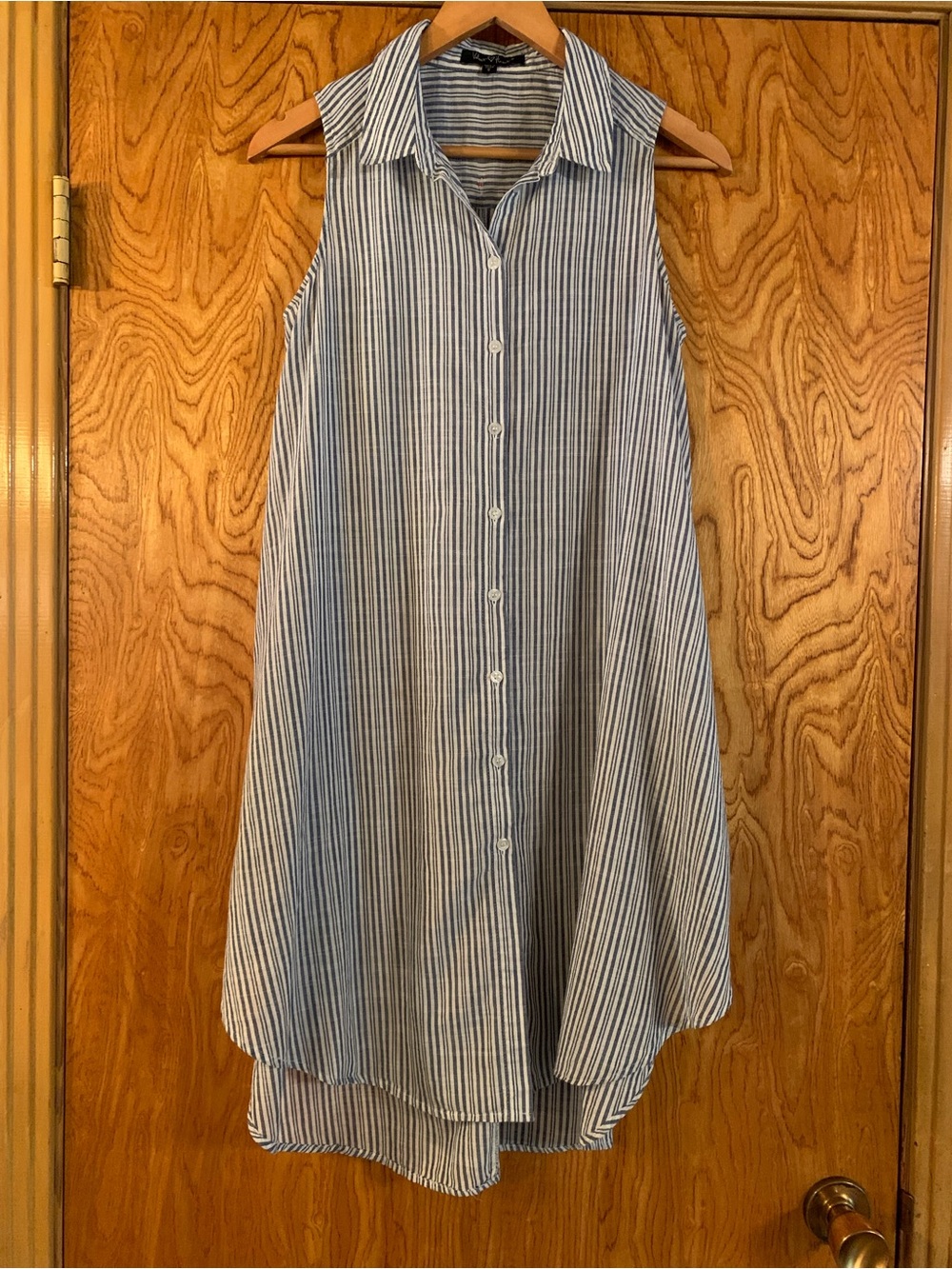 Velvet Heart Navy and White Striped Sleeveless Shirt Dress